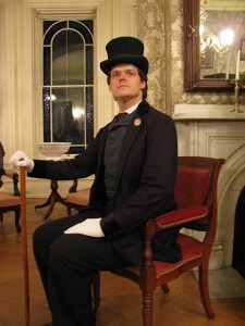 Steve Anderson as Thaddeus Stevens, in the Congressman's actual chair.  (GreatTalesLive.net)